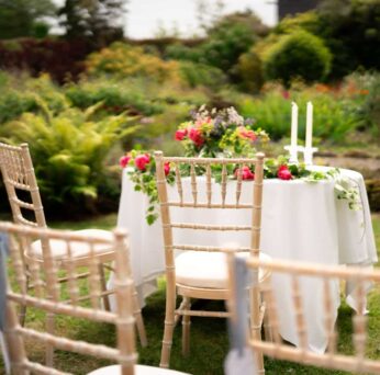 Civil Ceremony table in teh Walled Garden close up