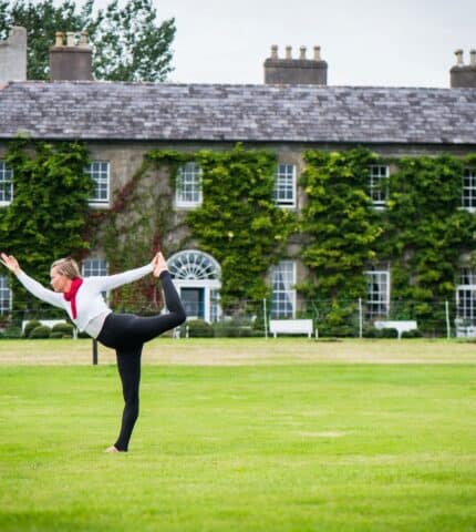 Dearbhla Gylnn Yoga in front of Ballymaloe House Hotel