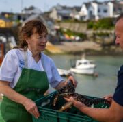 Dervilla O'Flynn meeting fish supplier in Ballycotton