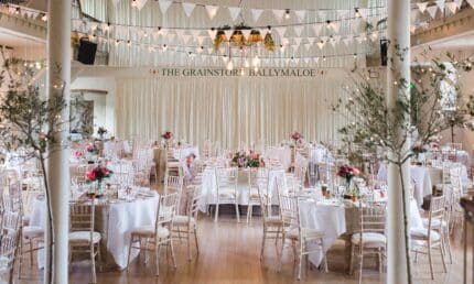Grainstore wedding table set up