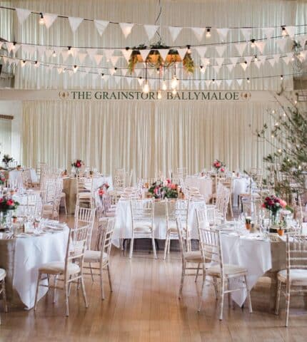Grainstore wedding table set up