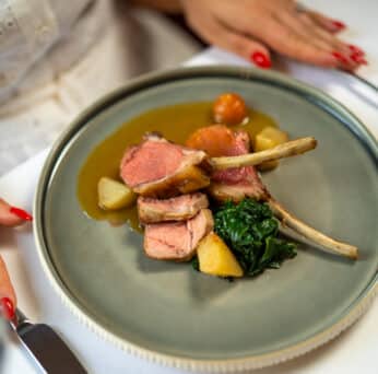 Murphy’s Rack & Leg of Lamb with Rosemary Jus, Membrillo Aioli, Roasted Kohlrabi & Sauteed Spinach