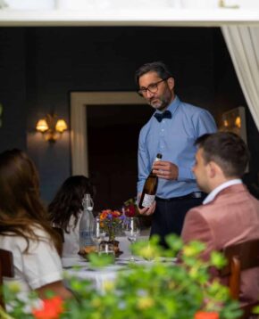 Sommelier offering wine