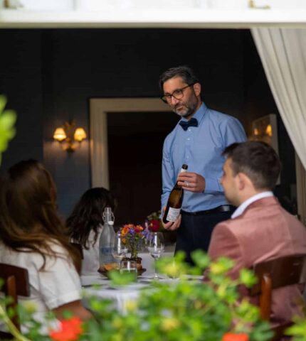 Sommelier offering wine