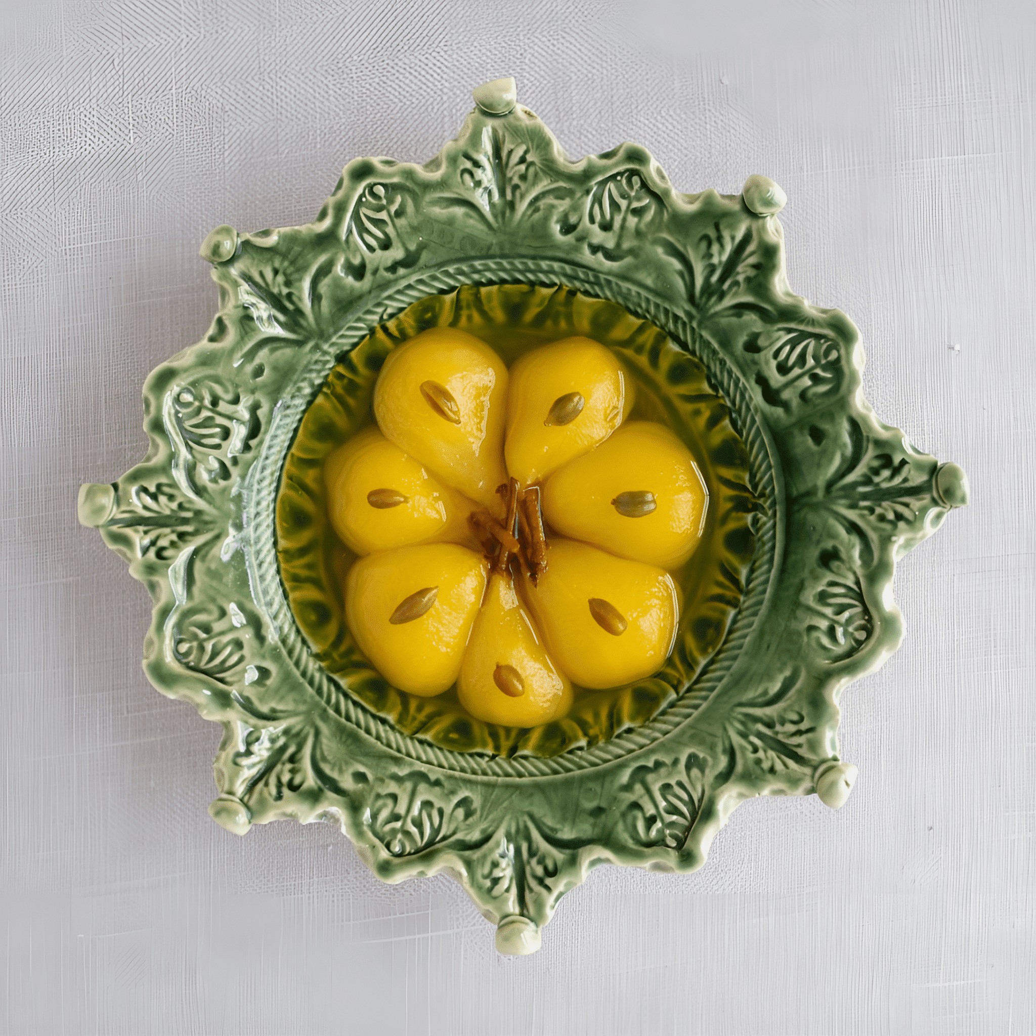 Pears Poached with Saffron and Cardamom