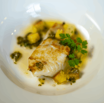 Roast Monkfish with Grenoble Butter and Seasonal Greens