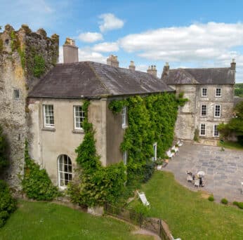 Aerial view from pool of castle turret PHOTO CREDIT Christopher Michel June 2018